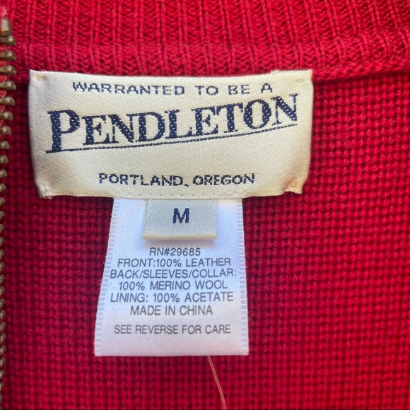 NWT Pendleton red wool and leather zip up jacket size M - Picture 12 of 15